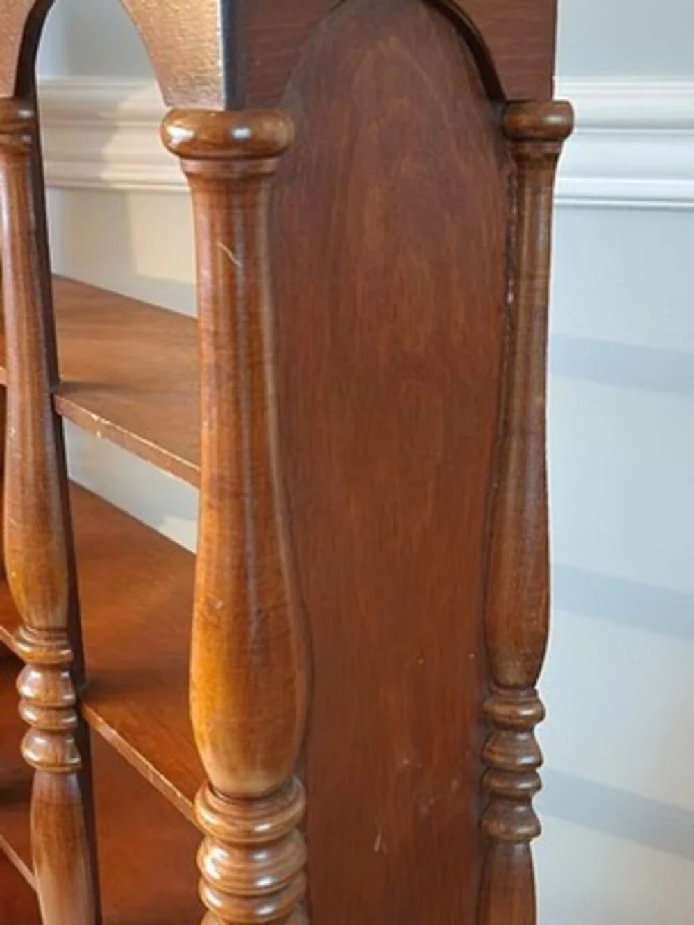 Solid Wood Cup Wall Shelf Spindle And Arch Design Holds 12 Cups
